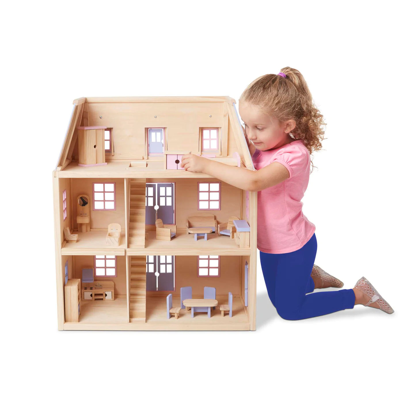 Melissa & Doug Multi-Level Wooden Doll House - Image 3