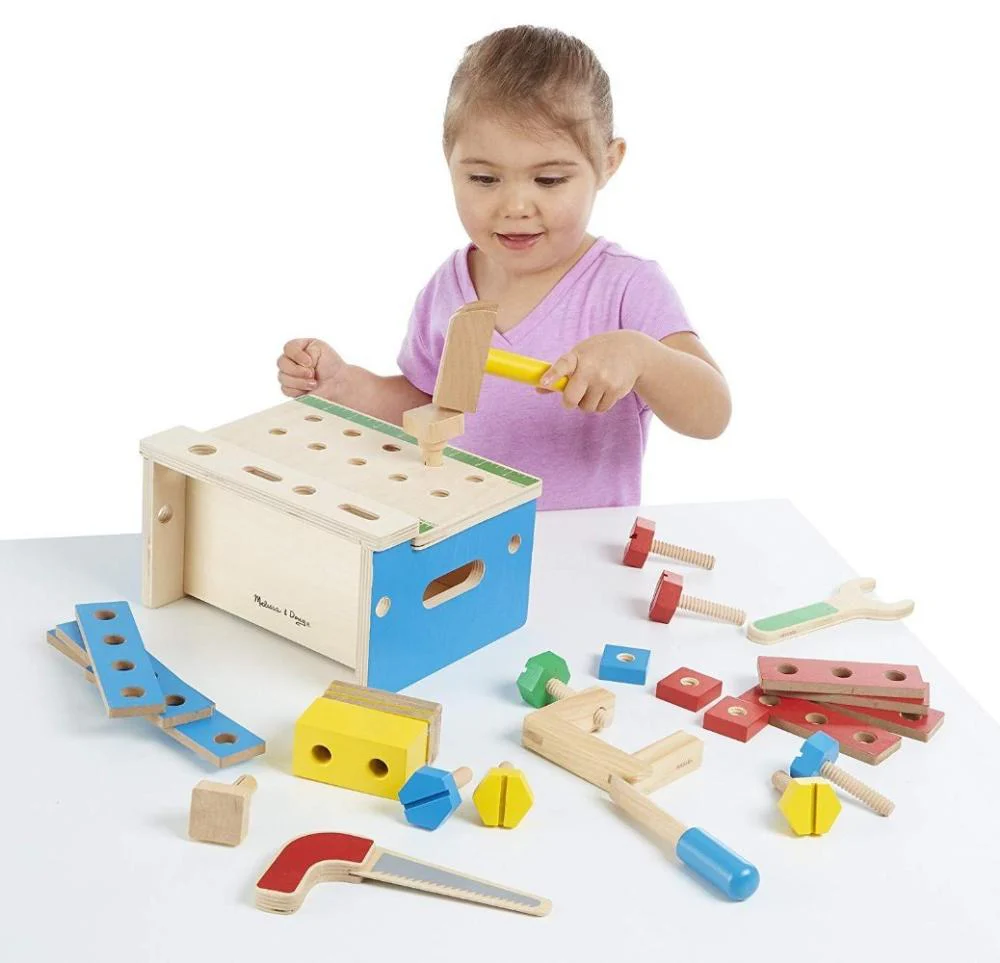 Melissa & Doug Hammer and Saw Tool Bench - Wooden Building Set - Image 2