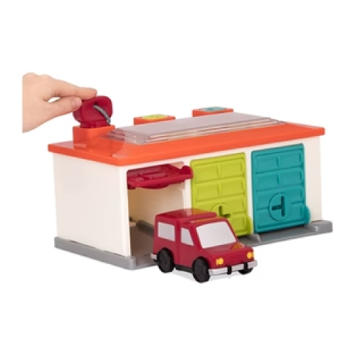 Battat 3 Car Garage – Shape Sorting Toy Garage With Keys - Image 3